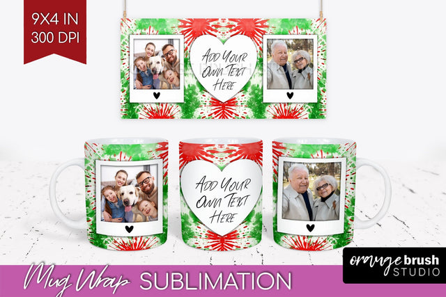 Christmas Photo Frame Mug Wrap - Tie Dye Mug Sublimation Sublimation OrangeBrushStudio 