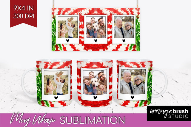 Christmas Photo Frame Mug Wrap - Tie Dye Mug Sublimation Sublimation OrangeBrushStudio 