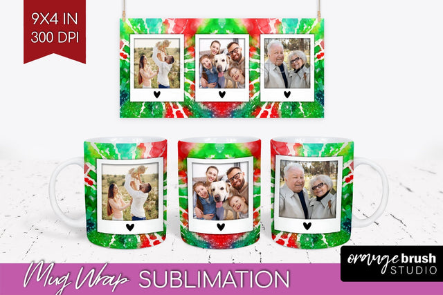 Christmas Photo Frame Mug Wrap - Tie Dye Mug Sublimation Sublimation OrangeBrushStudio 