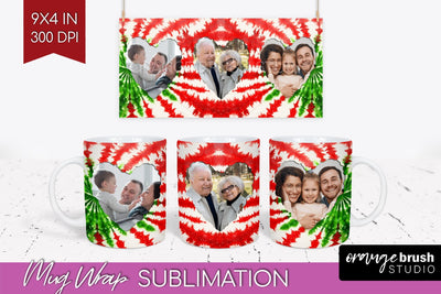 Christmas Photo Frame Mug Wrap - Tie Dye Mug Sublimation Sublimation OrangeBrushStudio 