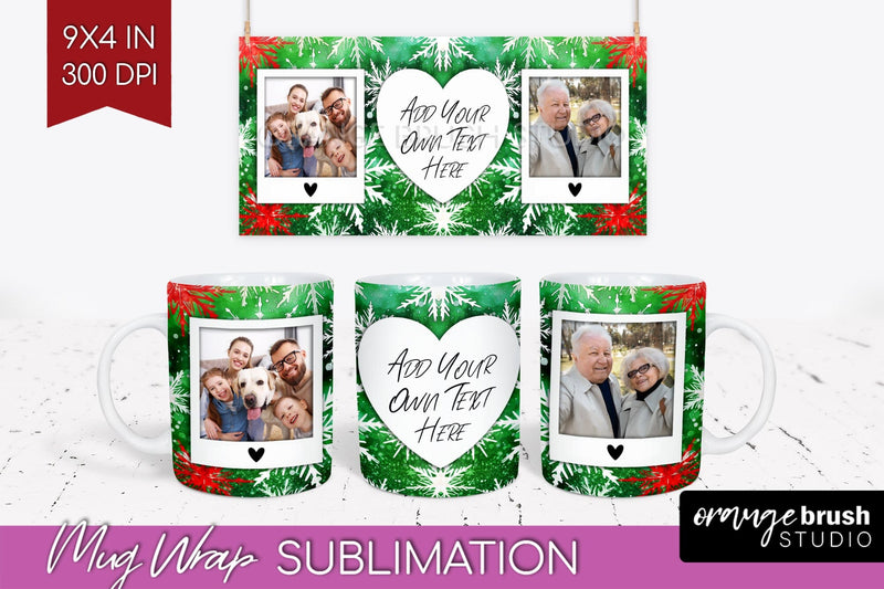 Christmas Photo Frame Mug Wrap - Tie Dye Mug Sublimation Sublimation OrangeBrushStudio 