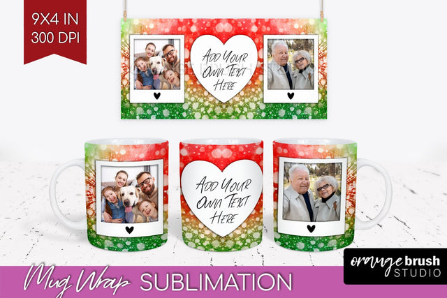 Christmas Photo Frame Mug Wrap - Tie Dye Mug Sublimation Sublimation OrangeBrushStudio 