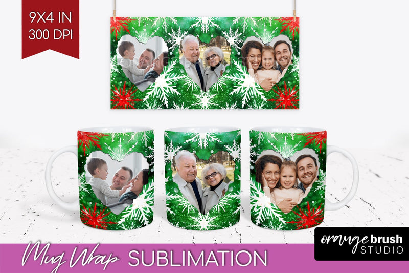 Christmas Photo Frame Mug Wrap - Tie Dye Mug Sublimation Sublimation OrangeBrushStudio 