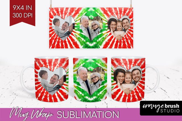 Christmas Photo Frame Mug Wrap - Tie Dye Mug Sublimation Sublimation OrangeBrushStudio 