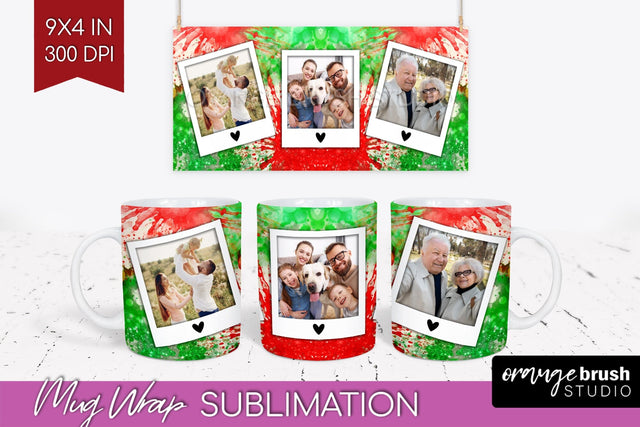 Christmas Photo Frame Mug Wrap - Tie Dye Mug Sublimation Sublimation OrangeBrushStudio 