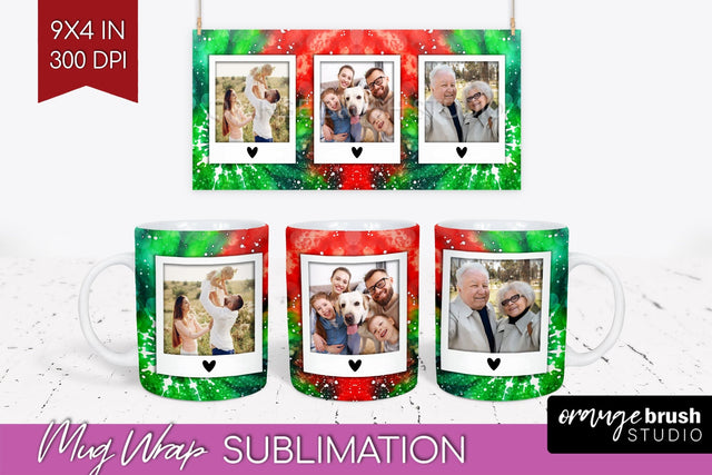 Christmas Photo Frame Mug Wrap - Tie Dye Mug Sublimation Sublimation OrangeBrushStudio 