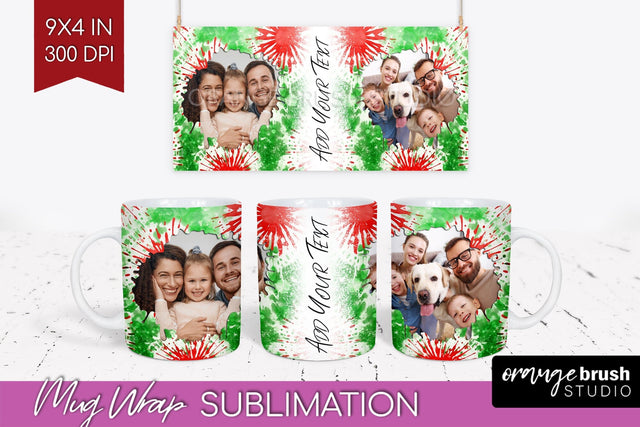 Christmas Photo Frame Mug Wrap - Tie Dye Mug Sublimation Sublimation OrangeBrushStudio 