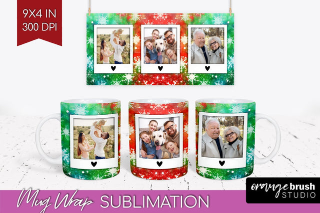 Christmas Photo Frame Mug Wrap - Tie Dye Mug Sublimation Sublimation OrangeBrushStudio 