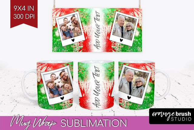 Christmas Photo Frame Mug Wrap - Tie Dye Mug Sublimation Sublimation OrangeBrushStudio 