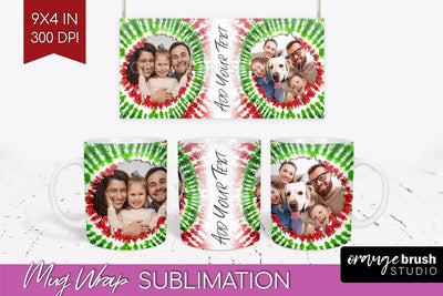 Christmas Photo Frame Mug Wrap - Tie Dye Mug Sublimation Sublimation OrangeBrushStudio 