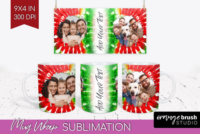 Christmas Photo Frame Mug Wrap - Tie Dye Mug Sublimation Sublimation OrangeBrushStudio 