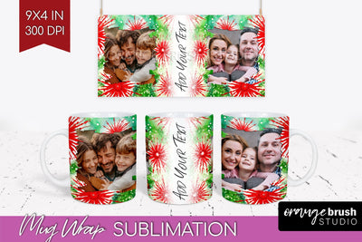 Christmas Photo Frame Mug Wrap - Tie Dye Mug Sublimation Sublimation OrangeBrushStudio 