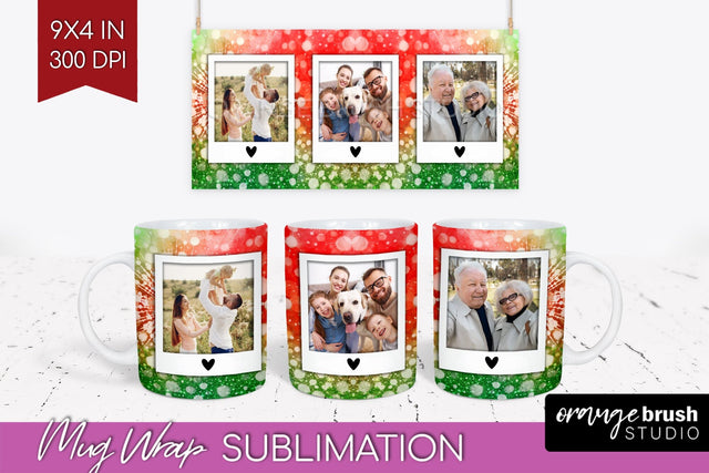 Christmas Photo Frame Mug Wrap - Tie Dye Mug Sublimation Sublimation OrangeBrushStudio 