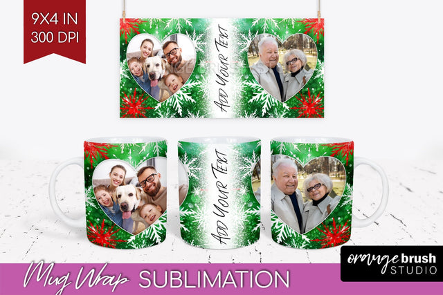 Christmas Photo Frame Mug Wrap - Tie Dye Mug Sublimation Sublimation OrangeBrushStudio 