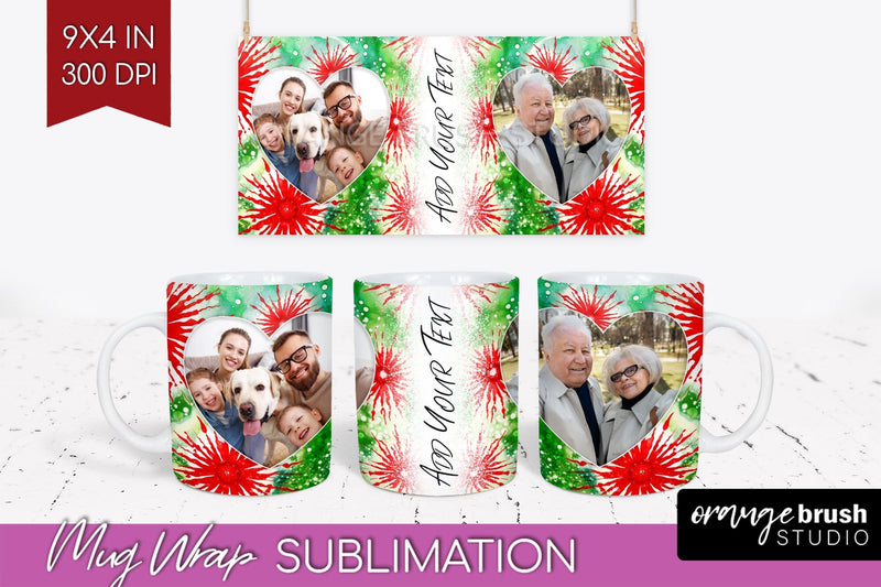 Christmas Photo Frame Mug Wrap - Tie Dye Mug Sublimation Sublimation OrangeBrushStudio 