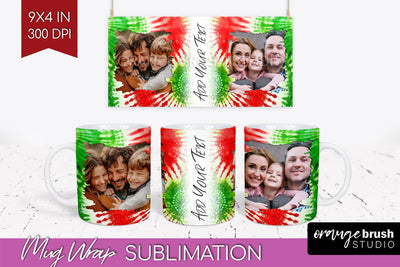 Christmas Photo Frame Mug Wrap - Tie Dye Mug Sublimation Sublimation OrangeBrushStudio 