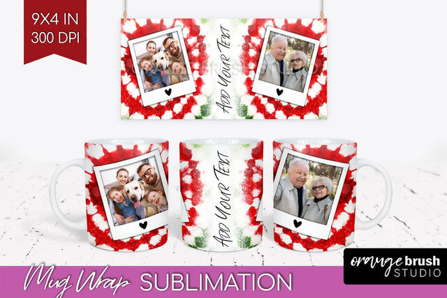Christmas Photo Frame Mug Wrap - Tie Dye Mug Sublimation Sublimation OrangeBrushStudio 