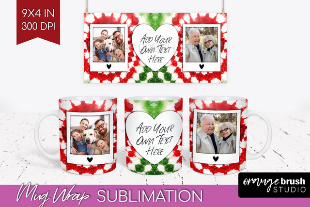 Christmas Photo Frame Mug Wrap - Tie Dye Mug Sublimation Sublimation OrangeBrushStudio 
