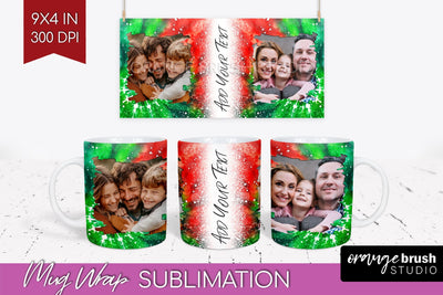 Christmas Photo Frame Mug Wrap - Tie Dye Mug Sublimation Sublimation OrangeBrushStudio 