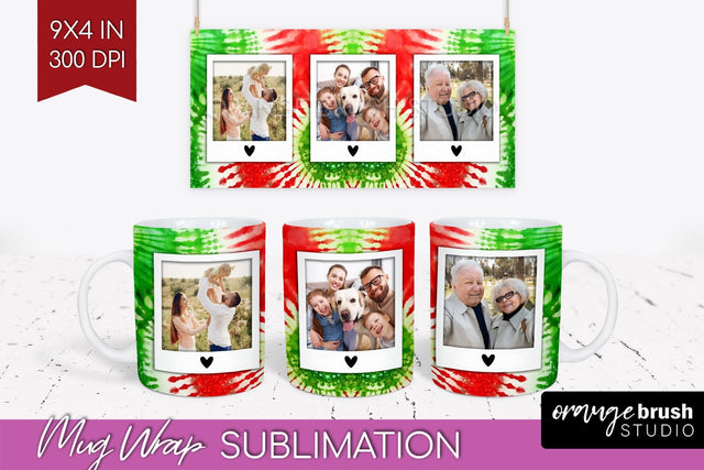 Christmas Photo Frame Mug Wrap - Tie Dye Mug Sublimation Sublimation OrangeBrushStudio 