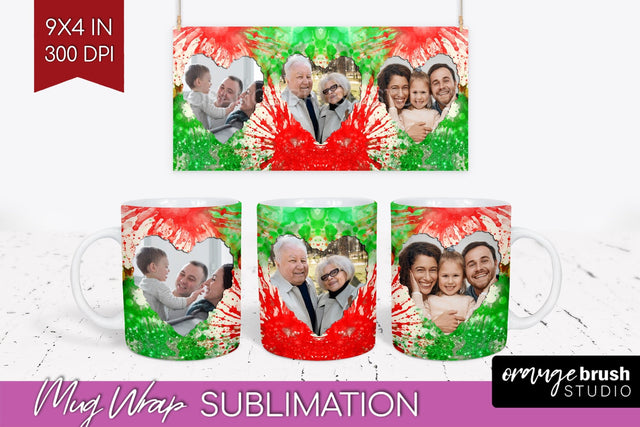 Christmas Photo Frame Mug Wrap - Tie Dye Mug Sublimation Sublimation OrangeBrushStudio 