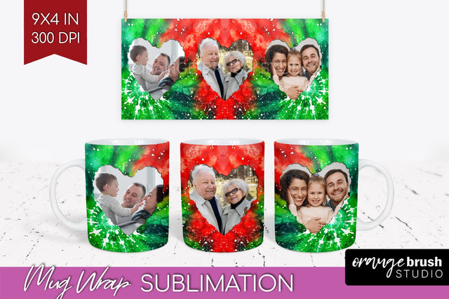 Christmas Photo Frame Mug Wrap - Tie Dye Mug Sublimation Sublimation OrangeBrushStudio 