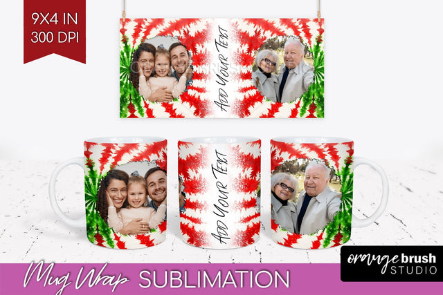 Christmas Photo Frame Mug Wrap - Tie Dye Mug Sublimation Sublimation OrangeBrushStudio 