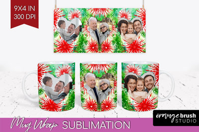 Christmas Photo Frame Mug Wrap - Tie Dye Mug Sublimation Sublimation OrangeBrushStudio 