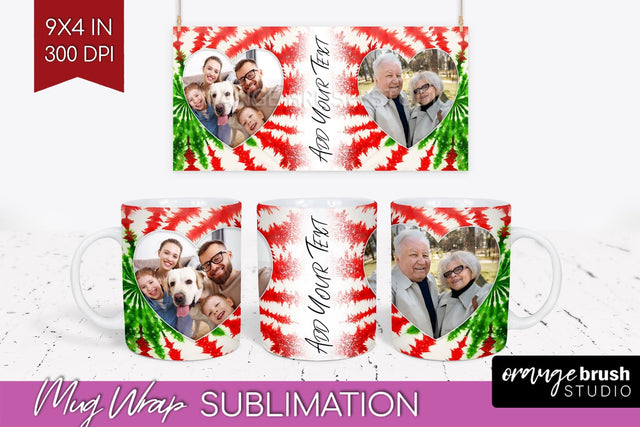 Christmas Photo Frame Mug Wrap - Tie Dye Mug Sublimation Sublimation OrangeBrushStudio 