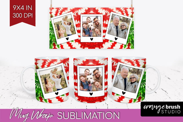 Christmas Photo Frame Mug Wrap - Tie Dye Mug Sublimation Sublimation OrangeBrushStudio 