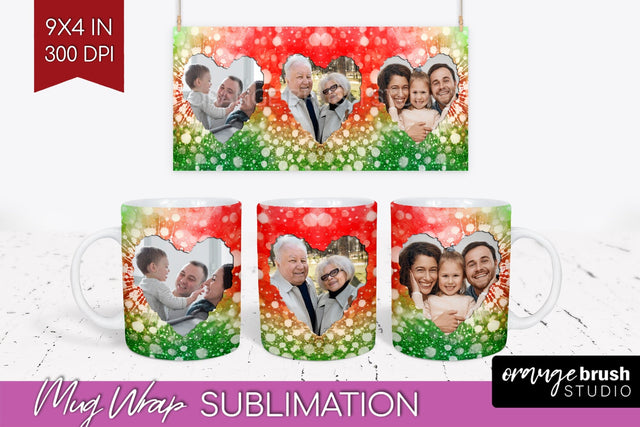 Christmas Photo Frame Mug Wrap - Tie Dye Mug Sublimation Sublimation OrangeBrushStudio 