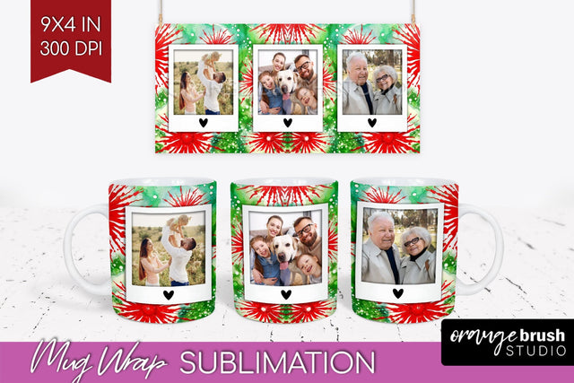 Christmas Photo Frame Mug Wrap - Tie Dye Mug Sublimation Sublimation OrangeBrushStudio 