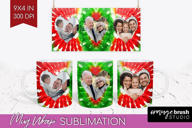 Christmas Photo Frame Mug Wrap - Tie Dye Mug Sublimation Sublimation OrangeBrushStudio 