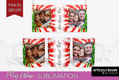 Christmas Photo Frame Mug Wrap - Tie Dye Mug Sublimation Sublimation OrangeBrushStudio 