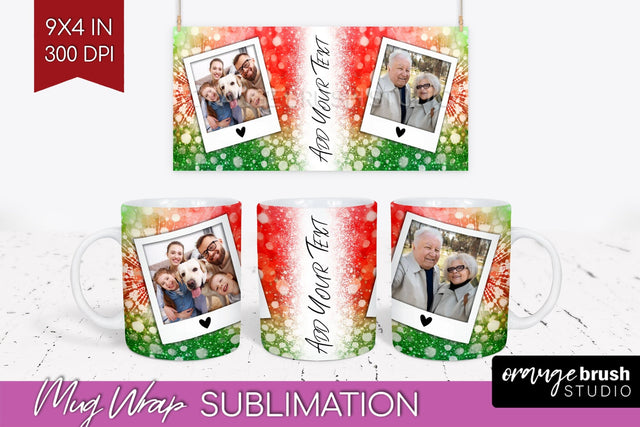 Christmas Photo Frame Mug Wrap - Tie Dye Mug Sublimation Sublimation OrangeBrushStudio 