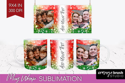 Christmas Photo Frame Mug Wrap - Tie Dye Mug Sublimation Sublimation OrangeBrushStudio 