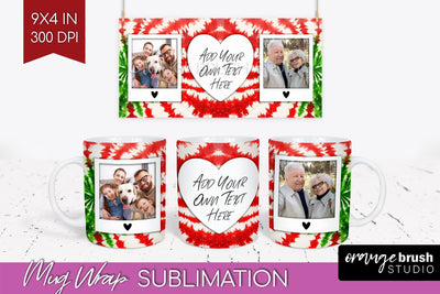 Christmas Photo Frame Mug Wrap - Tie Dye Mug Sublimation Sublimation OrangeBrushStudio 