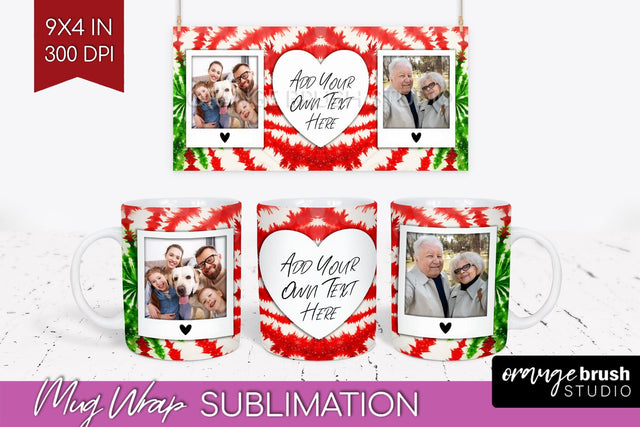 Christmas Photo Frame Mug Wrap - Tie Dye Mug Sublimation Sublimation OrangeBrushStudio 