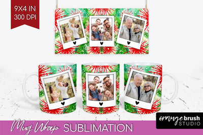 Christmas Photo Frame Mug Wrap - Tie Dye Mug Sublimation Sublimation OrangeBrushStudio 