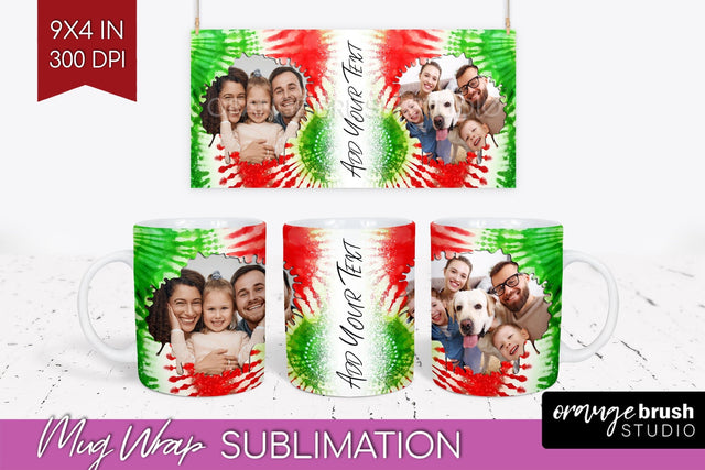 Christmas Photo Frame Mug Wrap - Tie Dye Mug Sublimation Sublimation OrangeBrushStudio 
