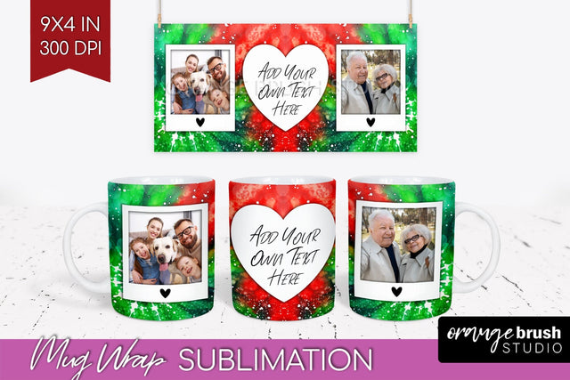 Christmas Photo Frame Mug Wrap - Tie Dye Mug Sublimation Sublimation OrangeBrushStudio 