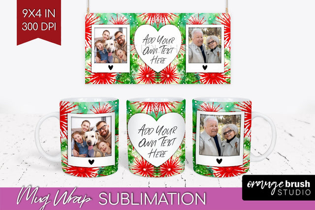 Christmas Photo Frame Mug Wrap - Tie Dye Mug Sublimation Sublimation OrangeBrushStudio 