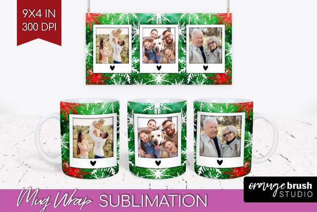 Christmas Photo Frame Mug Wrap - Tie Dye Mug Sublimation Sublimation OrangeBrushStudio 