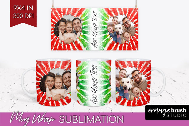 Christmas Photo Frame Mug Wrap - Tie Dye Mug Sublimation Sublimation OrangeBrushStudio 