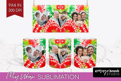 Christmas Photo Frame Mug Wrap - Tie Dye Mug Sublimation Sublimation OrangeBrushStudio 