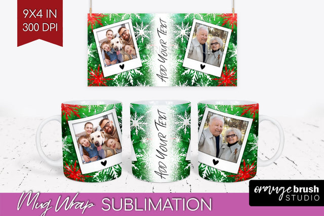 Christmas Photo Frame Mug Wrap - Tie Dye Mug Sublimation Sublimation OrangeBrushStudio 