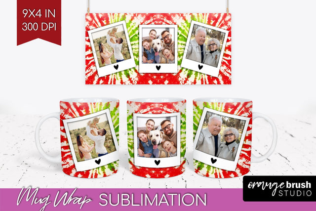 Christmas Photo Frame Mug Wrap - Tie Dye Mug Sublimation Sublimation OrangeBrushStudio 