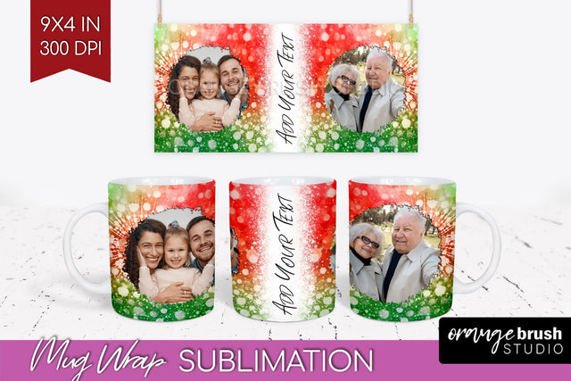 Christmas Photo Frame Mug Wrap - Tie Dye Mug Sublimation Sublimation OrangeBrushStudio 