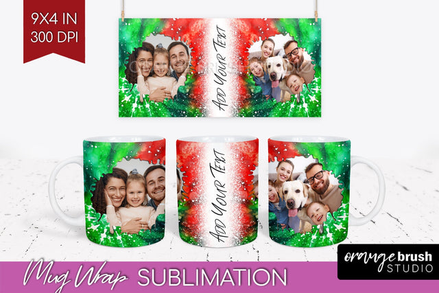Christmas Photo Frame Mug Wrap - Tie Dye Mug Sublimation Sublimation OrangeBrushStudio 
