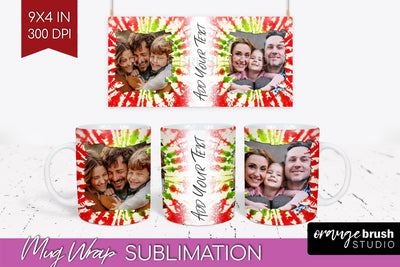 Christmas Photo Frame Mug Wrap - Tie Dye Mug Sublimation Sublimation OrangeBrushStudio 